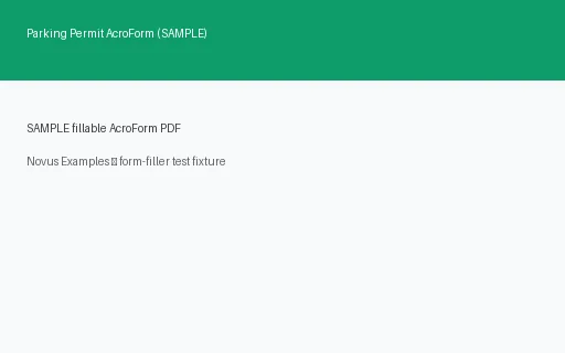 Preview of Parking Permit AcroForm (SAMPLE)