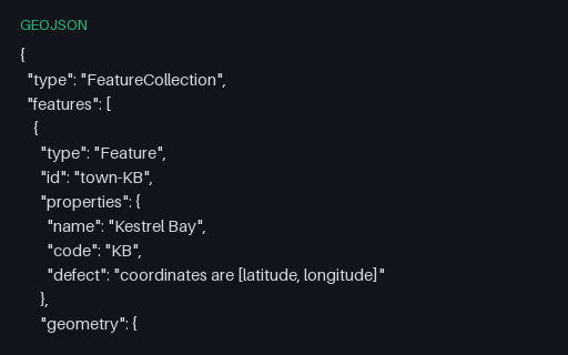 Preview of GeoJSON, Intentionally Invalid: Latitude Before Longitude