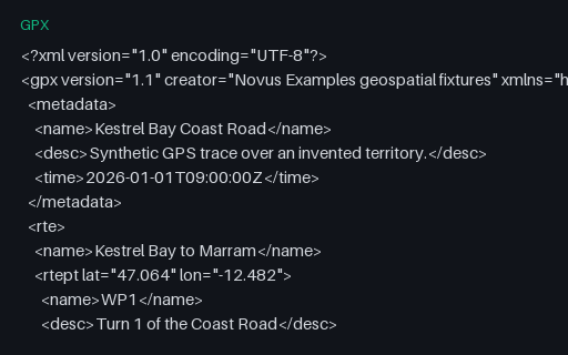 Preview of GPX: Route (rte) Rather Than a Track