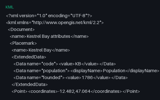 Preview of KML: ExtendedData Untyped Data Elements