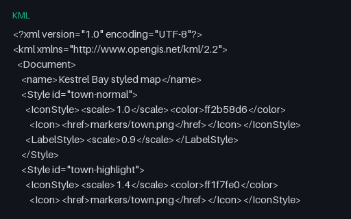 Preview of KML: Shared Styles and a normal/highlight StyleMap