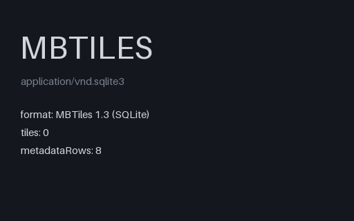 Preview of MBTiles: Structurally Valid Tileset With No Tiles