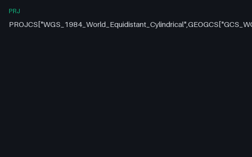 Preview of PRJ: World Equidistant Cylindrical (EPSG:4087) in WKT 1