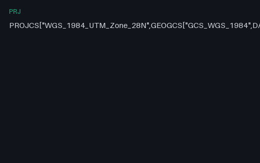 Preview of PRJ: UTM Zone 28N (EPSG:32628) in WKT 1
