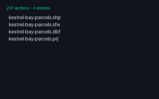 Preview of Shapefile Bundle: Kestrel Bay Parcels (zipped component set)