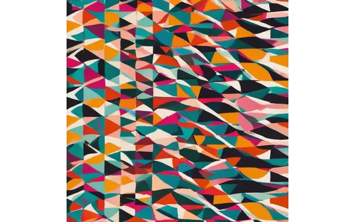 Abstract album cover artwork, bold overlapping colour shapes, grainy print texture