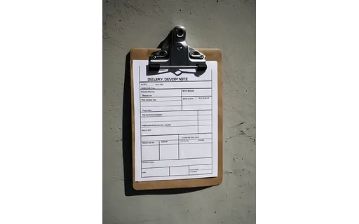 Preview of A delivery note on a clipboard (WebP q85)