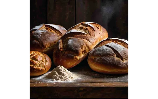 Preview of Rustic sourdough loaves on a (JPEG q25)