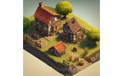 Preview of Isometric stylised village (JPEG q50)