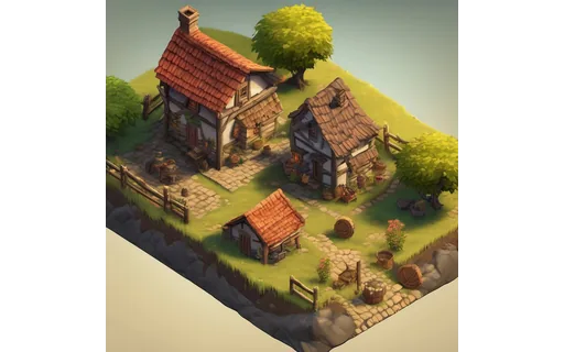 Preview of Isometric stylised village (JPEG q90)
