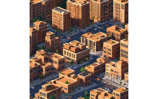 Preview of Voxel art city block, blocky (JPEG q75)