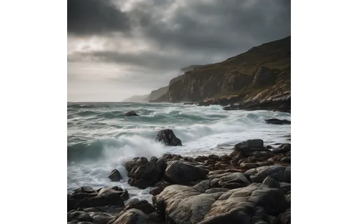 Preview of Rocky coastline with breaking (lossless PNG)
