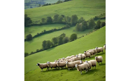Preview of Flock of sheep on a green (JPEG q25)