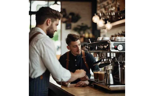 Preview of Young man barista signing to a (JPEG q25)