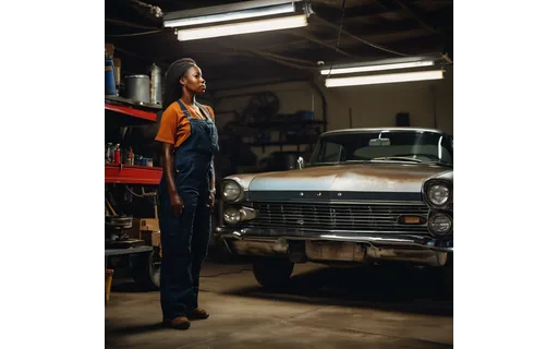 Preview of Black woman mechanic in (lossless PNG)
