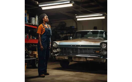 Preview of Black woman mechanic in (JPEG q25)
