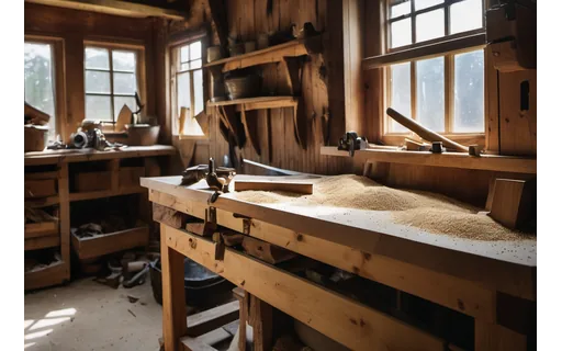 Preview of A cluttered joinery workshop (lossless PNG)
