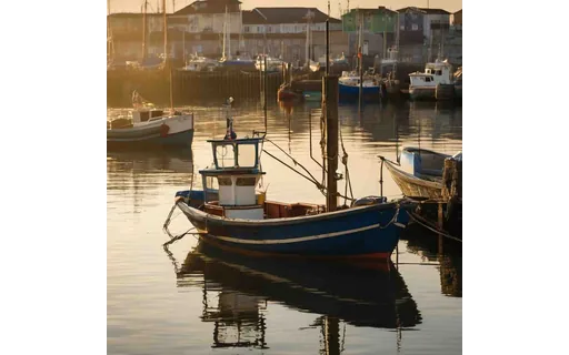 Preview of Small fishing boat moored in a (JPEG q25)