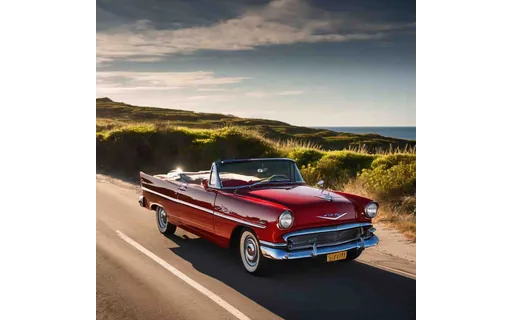Preview of Red vintage convertible parked (JPEG q25)
