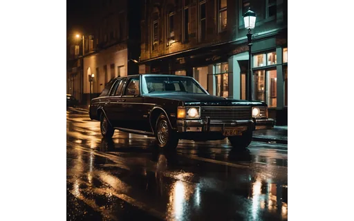 Preview of Dark saloon car on a wet city (lossless PNG)