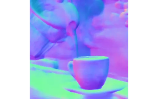 Preview of F coffee pour: surface normal map