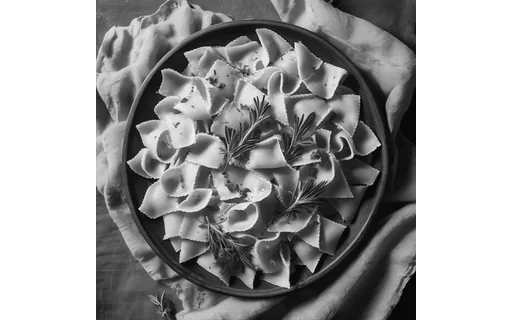 Preview of Overhead plate of fresh pasta with (png grayscale)