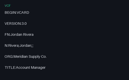 Preview of Business Card: vCard (.vcf)