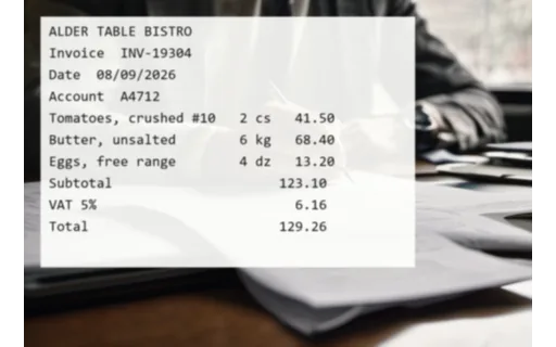 Preview of invoice (gaussian blur)