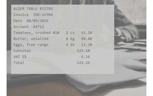 Preview of invoice (low contrast)