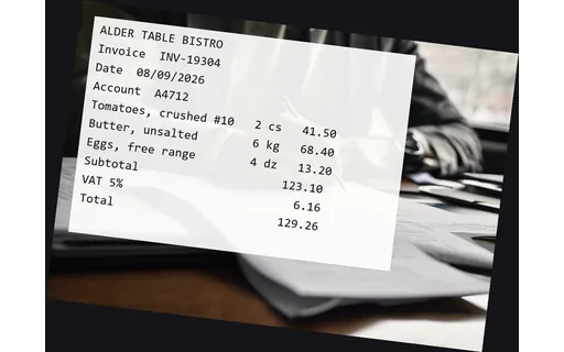 Preview of invoice (rotated -7 degrees)