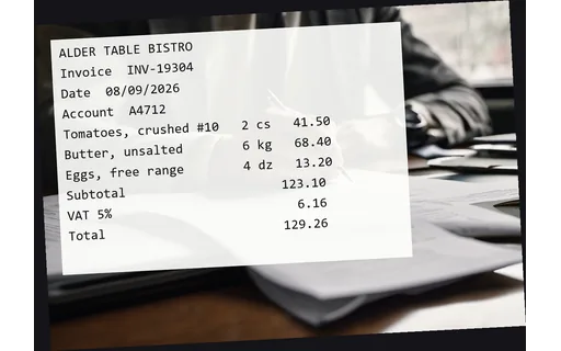 Preview of invoice (rotated +3 degrees)
