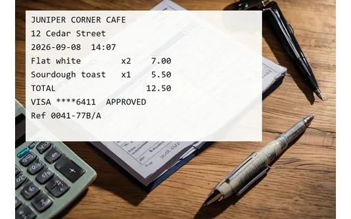 Preview of receipt (undistorted)