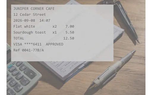 Preview of receipt (low contrast)