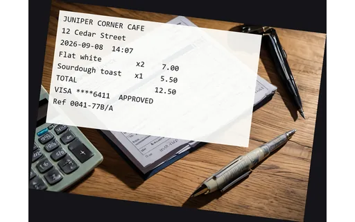 Preview of receipt (rotated -7 degrees)