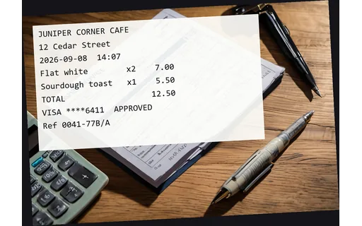 Preview of receipt (rotated +3 degrees)