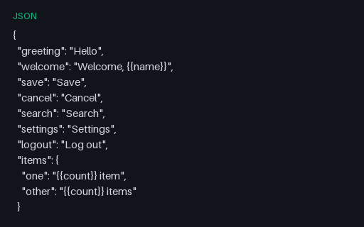 Preview of i18next JSON: English