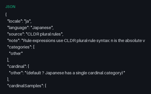 Preview of CLDR Plural Rules: Japanese (1 category)