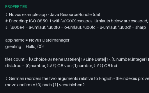 Preview of Java ResourceBundle .properties: German
