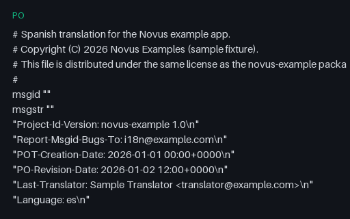 Preview of gettext Catalog: Spanish (.po)
