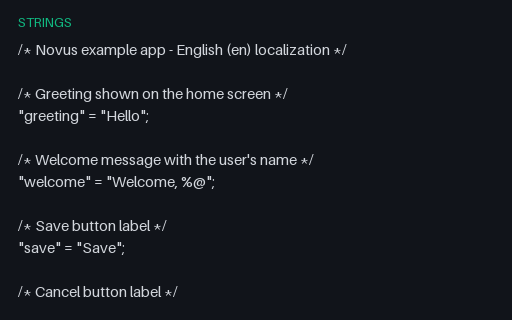 Preview of Apple .strings: English