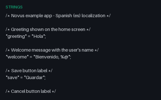 Preview of Apple .strings: Spanish