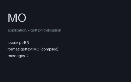 Preview of Gettext MO: Portuguese (Brazil)