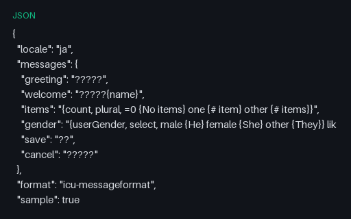 Preview of ICU MessageFormat JSON: Japanese
