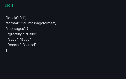 Preview of ICU MessageFormat JSON: NL Pad