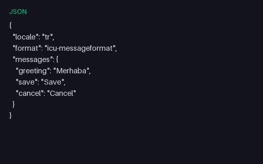 Preview of ICU MessageFormat JSON: TR Pad