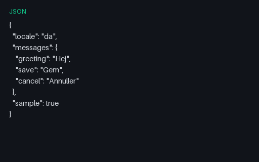 Preview of i18next Messages: DA SAMPLE