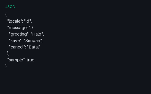 Preview of i18next Messages: ID SAMPLE