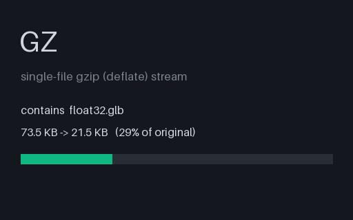 Preview of GZ: Gzipped Float32 GLB