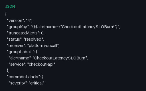 Preview of Alertmanager Webhook: Resolved Notification (json)
