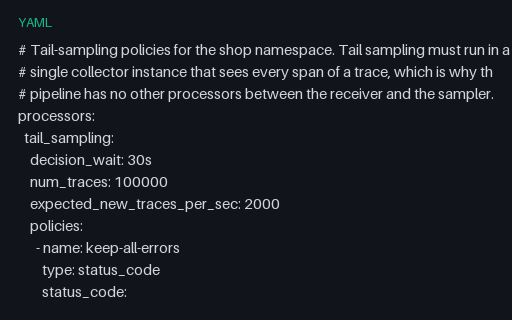 Preview of OpenTelemetry Collector: Tail-Sampling Policies (yaml)